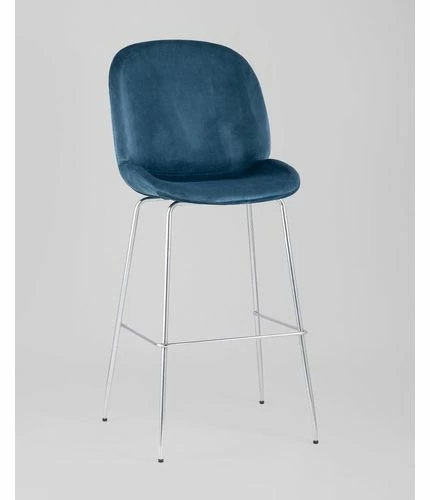 картинка Барный стул Битл со Спинкой 36-4067, Велюр, Маренго, Хромированные Ножки от магазина Одежда+