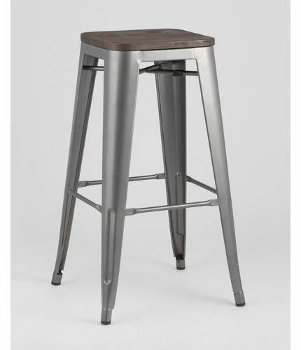 картинка Барный стул Толикс Вуд 36-4064, Сталь и Дерево, Серебристый Матовый от магазина Одежда+