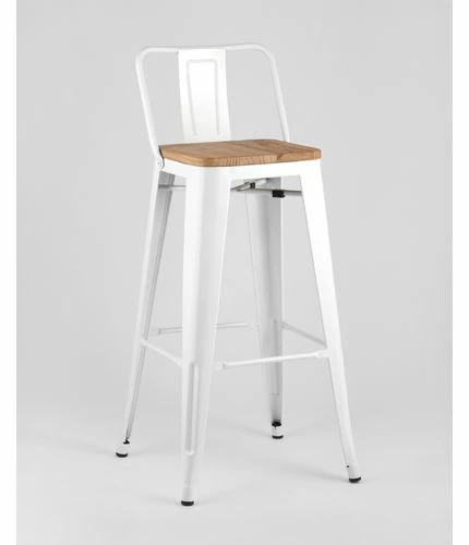 картинка Барный стул Толикс Вуд со Cпинкой 36-4016, Сталь, Белый Матовый от магазина Одежда+