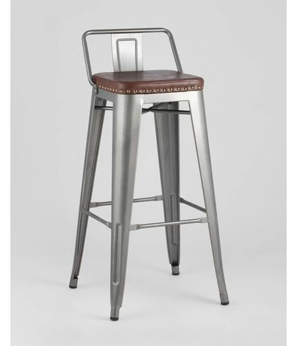 картинка Барный стул Толикс Софт со Cпинкой 36-4019, Сталь и Экокожа, Серебристый от магазина Одежда+