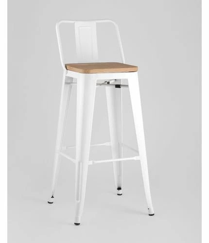 картинка Барный стул Толикс Вуд со Cпинкой 36-4016, Сталь, Белый Глянцевый от магазина Одежда+